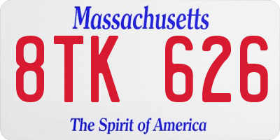 MA license plate 8TK626