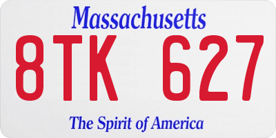 MA license plate 8TK627