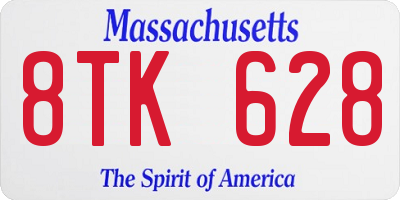 MA license plate 8TK628