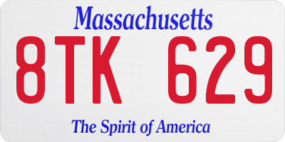 MA license plate 8TK629