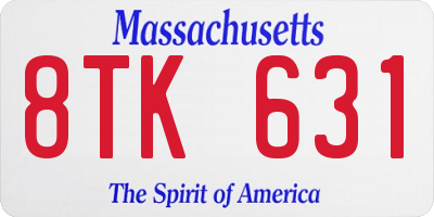 MA license plate 8TK631