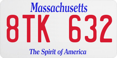 MA license plate 8TK632