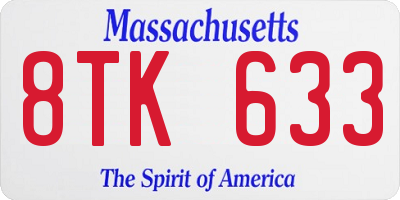 MA license plate 8TK633