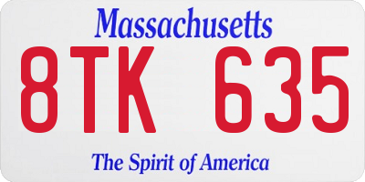MA license plate 8TK635