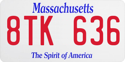 MA license plate 8TK636