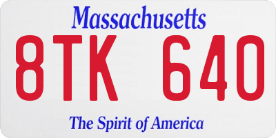 MA license plate 8TK640