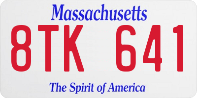 MA license plate 8TK641