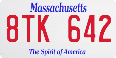 MA license plate 8TK642