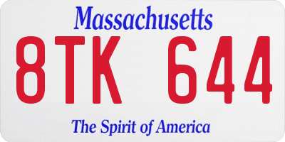 MA license plate 8TK644