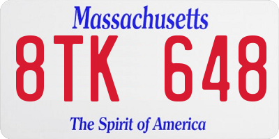 MA license plate 8TK648