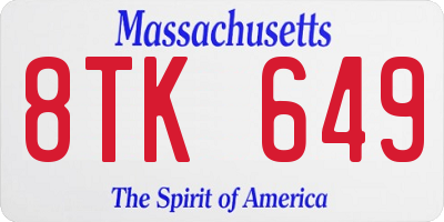 MA license plate 8TK649
