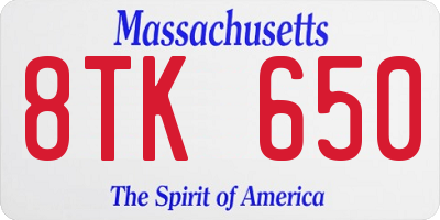 MA license plate 8TK650