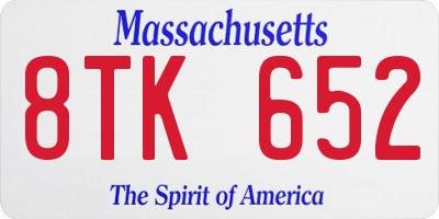 MA license plate 8TK652