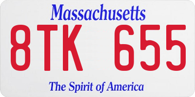 MA license plate 8TK655