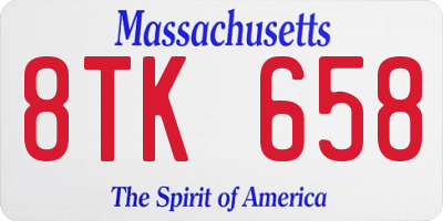 MA license plate 8TK658