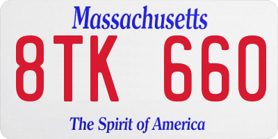 MA license plate 8TK660