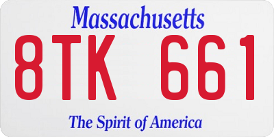 MA license plate 8TK661
