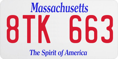 MA license plate 8TK663