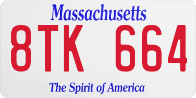 MA license plate 8TK664