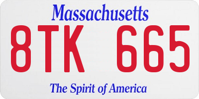 MA license plate 8TK665