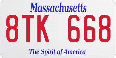 MA license plate 8TK668