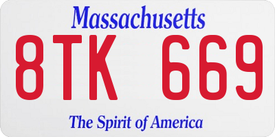 MA license plate 8TK669