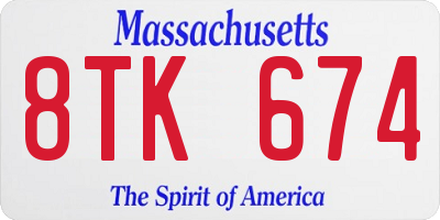 MA license plate 8TK674