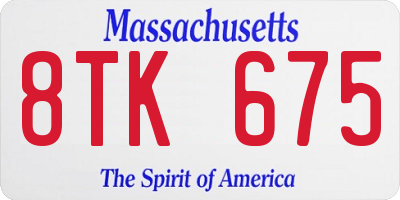 MA license plate 8TK675