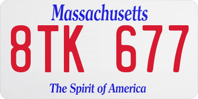 MA license plate 8TK677