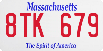 MA license plate 8TK679