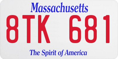 MA license plate 8TK681