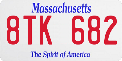 MA license plate 8TK682