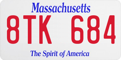 MA license plate 8TK684