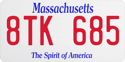MA license plate 8TK685