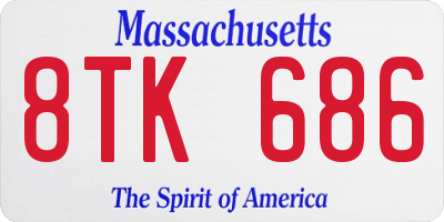 MA license plate 8TK686