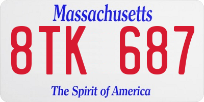 MA license plate 8TK687