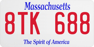 MA license plate 8TK688