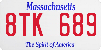 MA license plate 8TK689