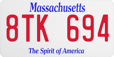 MA license plate 8TK694