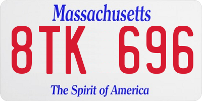 MA license plate 8TK696