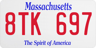 MA license plate 8TK697
