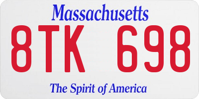 MA license plate 8TK698