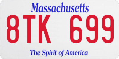 MA license plate 8TK699