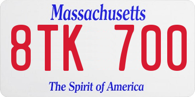 MA license plate 8TK700