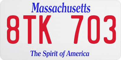 MA license plate 8TK703