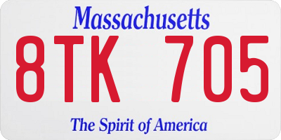 MA license plate 8TK705