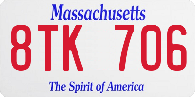 MA license plate 8TK706