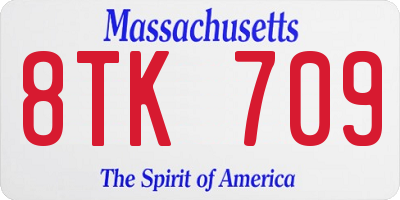 MA license plate 8TK709