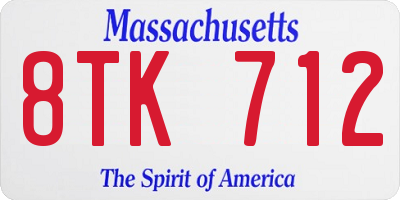 MA license plate 8TK712