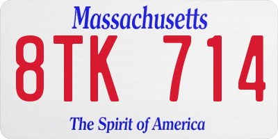 MA license plate 8TK714